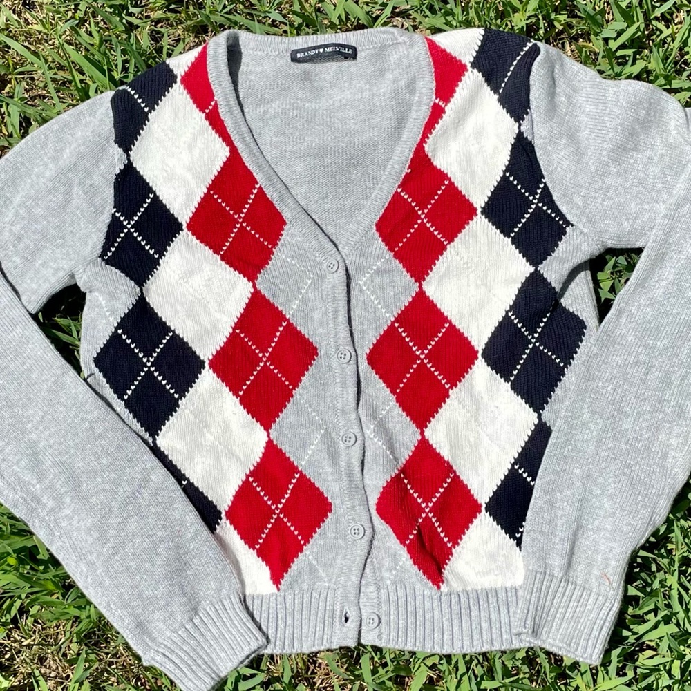Brandy Melville argyle cardigan